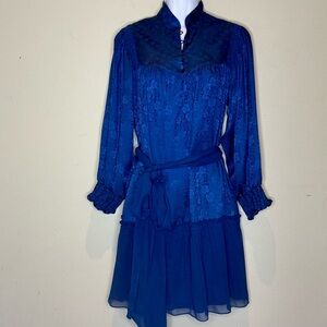 Jovovich-Hawk blue silk dress, size 4